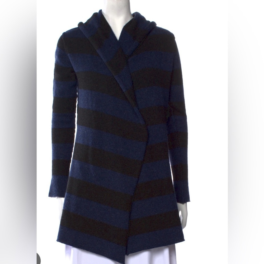 Vince Navy and Black Striped Cardigan wool alpaca & cashmere blended size s - Picture 2 of 10